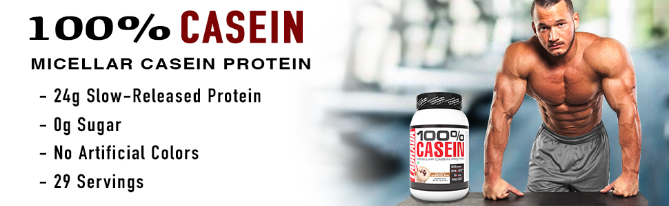 Labrada 100% CASEIN Micellar Casein Protein (24g Slow-Release Protein, 0g Sugar, No Artificial Colors, 29 Servings) - 2.2 lbs (1kg) (Dutch Chocolate)