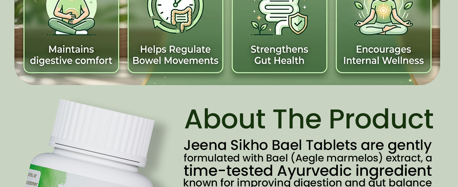 Jeena Sikho Bael Tablet | Naturally Beneficial For Digestion | Improves Respiratory Health And Gut Health, 60 Tablets