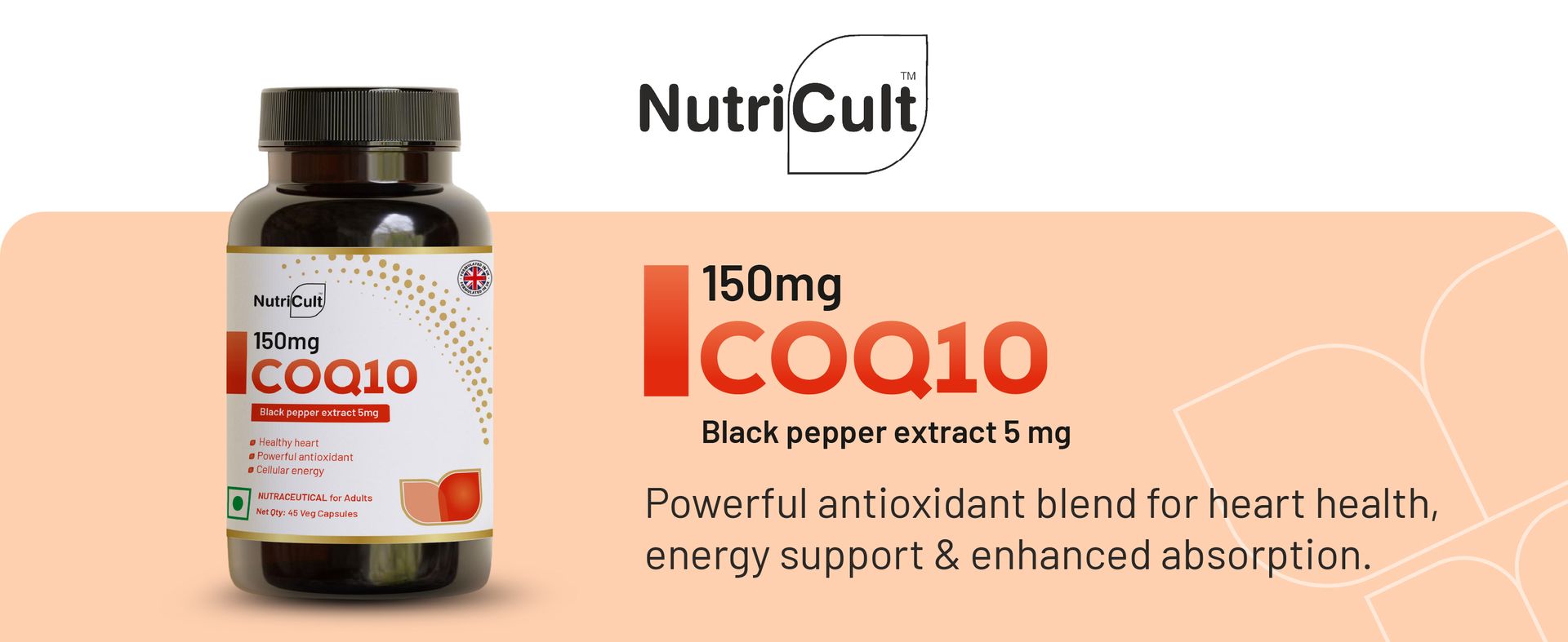 CoQ10 Capsules – Coenzyme Q10 150mg with Black Pepper for Better Absorption | CoQ10 Supplement for Heart Health Energy & Antioxidant Support | CoQ10 Supplements | 45 Capsules