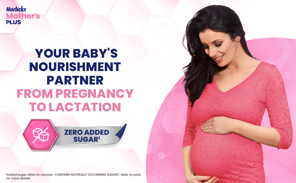 Horlicks Mother's Plus Vanilla 500 g BIB, For Pregnancy and Lactation with Protein for Birth Weight and DHA for Brain Development- No Added Sugar