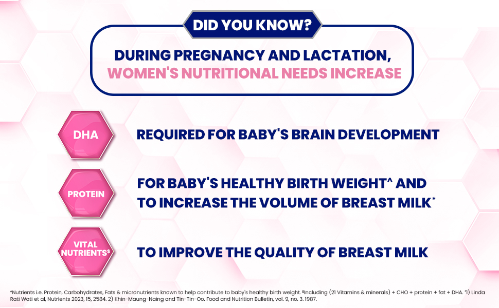 Horlicks Mother's Plus Vanilla 500 g BIB, For Pregnancy and Lactation with Protein for Birth Weight and DHA for Brain Development- No Added Sugar