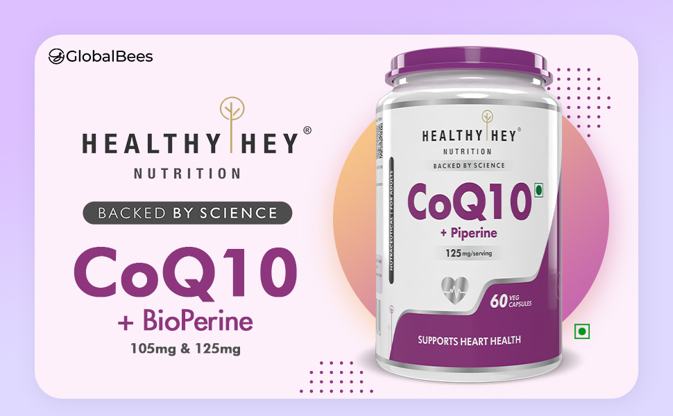HealthyHey Nutrition High Absorption CoQ10 with BioPerine-125mg -Pack of 60 Capsules