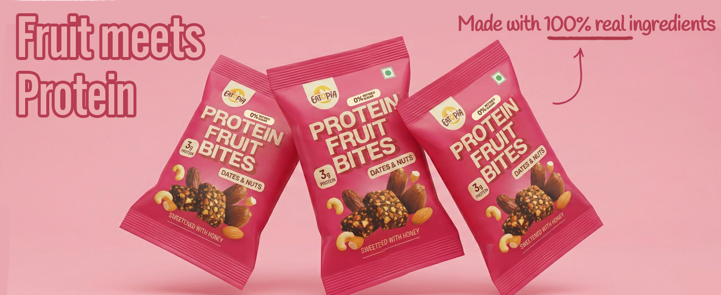 Eatopia Dates & Nuts Protein Fruit Bites, 14g Protein, Pack of 2 (200g)