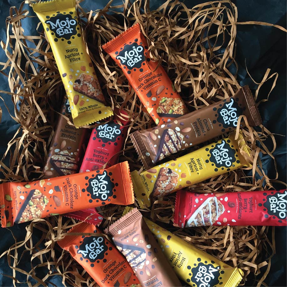 Mojo Bar Energy Bars Choco Almond & Protein | 5g Protein Snack | Made with Whole Grains, Nuts & Fruit | Gluten Free | No Preservatives | Pack of 6 x 32g