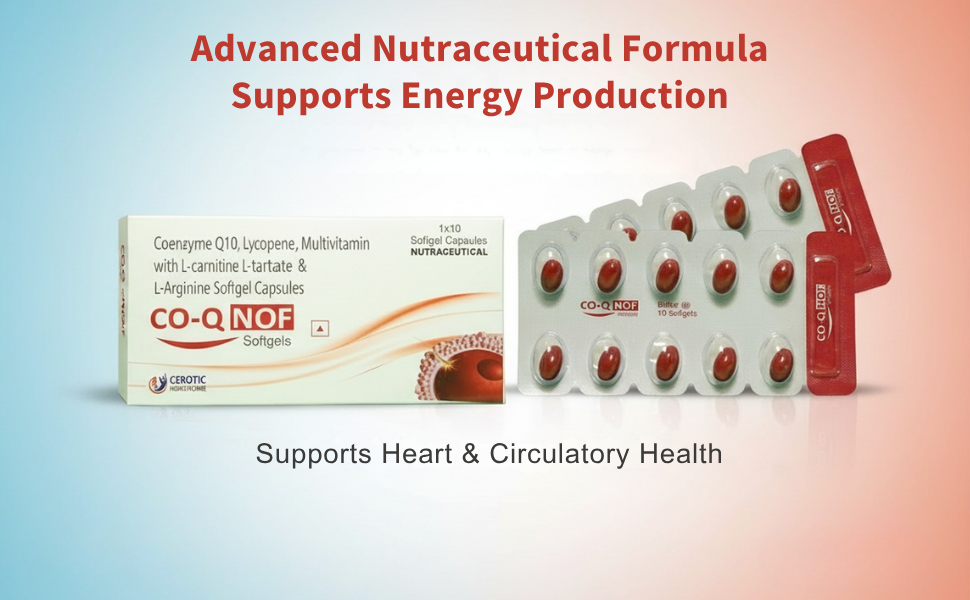 CO-Q NOF Coenzyme Q10 100mg with Selenium 40mcg Softgel Capsules with L-Carnitine, L-Arginine, Lycopene & Multivitamins | Antioxidant for Energy, Fertility, Heart & Cellular Health | 60 Softgels