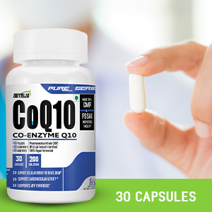 NutriJa CoQ10 (Co-Enzyme Q10) 200mg - 60 Veg Capsules | With Bioperine for Enhanced Absorption | Heart & Brain Health Support | Pure Co-Enzyme Q10