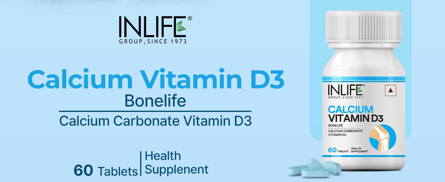 INLIFE Calcium and Vitamin D3 Tablets, Bone & Joint Support, 60 Count