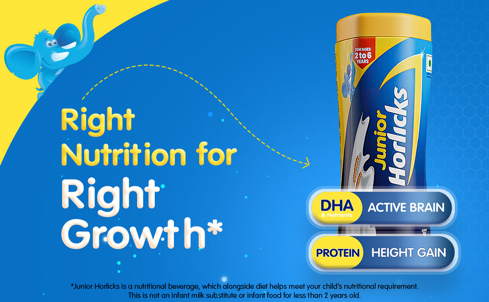 Junior Horlicks Nutrition Drink 400g, Vanilla, Nutrition for Toddlers & Young kids (2-6 years) for Supporting Growth