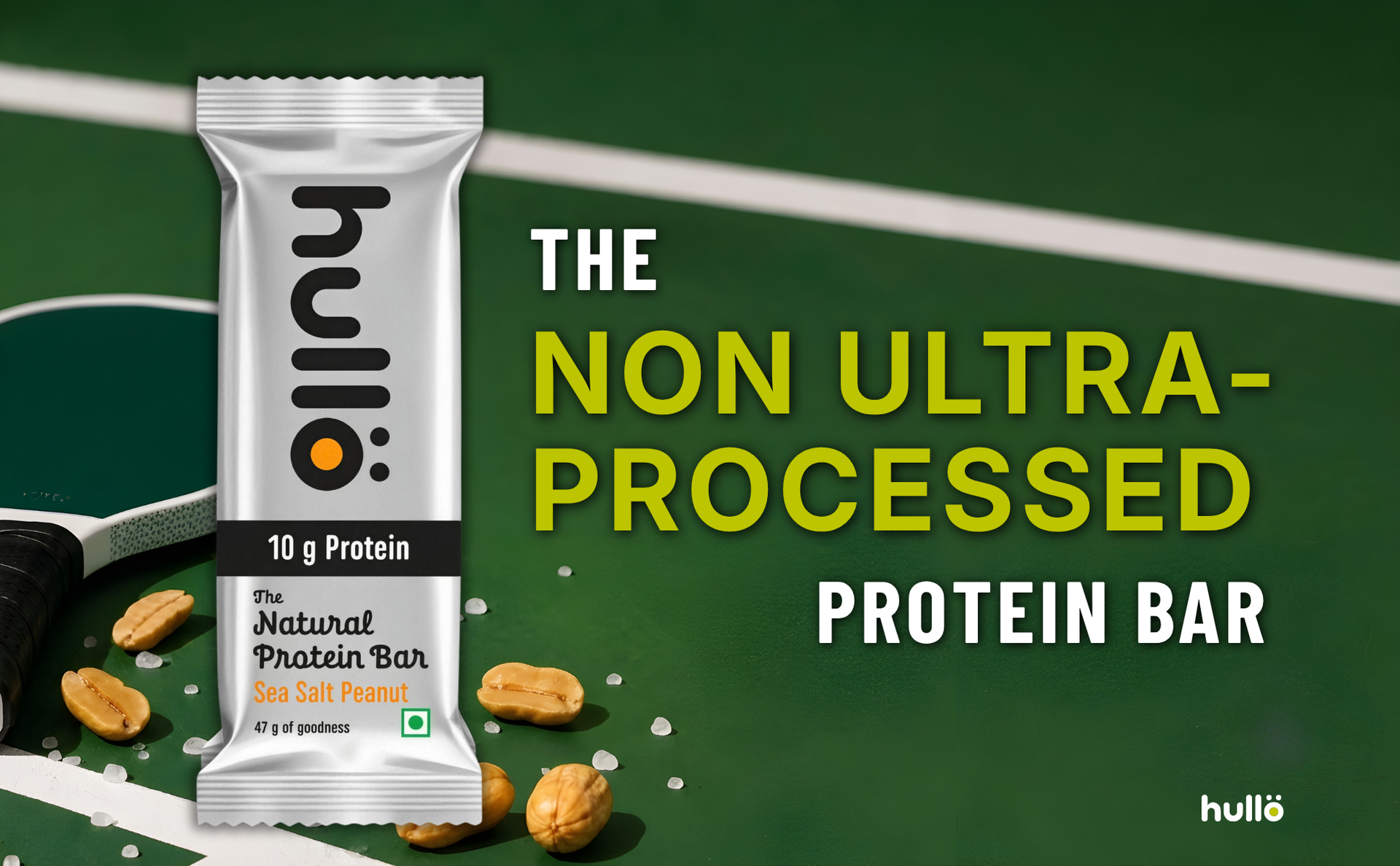 Hullo The Natural Protein Bar Sea Salt Peanut - 10g Protein (6 X 47g) | High Fiber & Rich in Omega 3, 6, and 9 | Healthy Snack for Gym, Office & Travel | Dairy Free, Soy Free & Non Ultra Processed