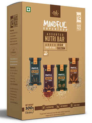 Eat Anytime Multigrain Millet Energy Bars, 24 Bars | High Protein, High Fiber, No Added Sugar | Gluten Free Granola Bars with Ragi, Jowar, Dark Chocolate | Healthy Snack (600g) | Pack of 2