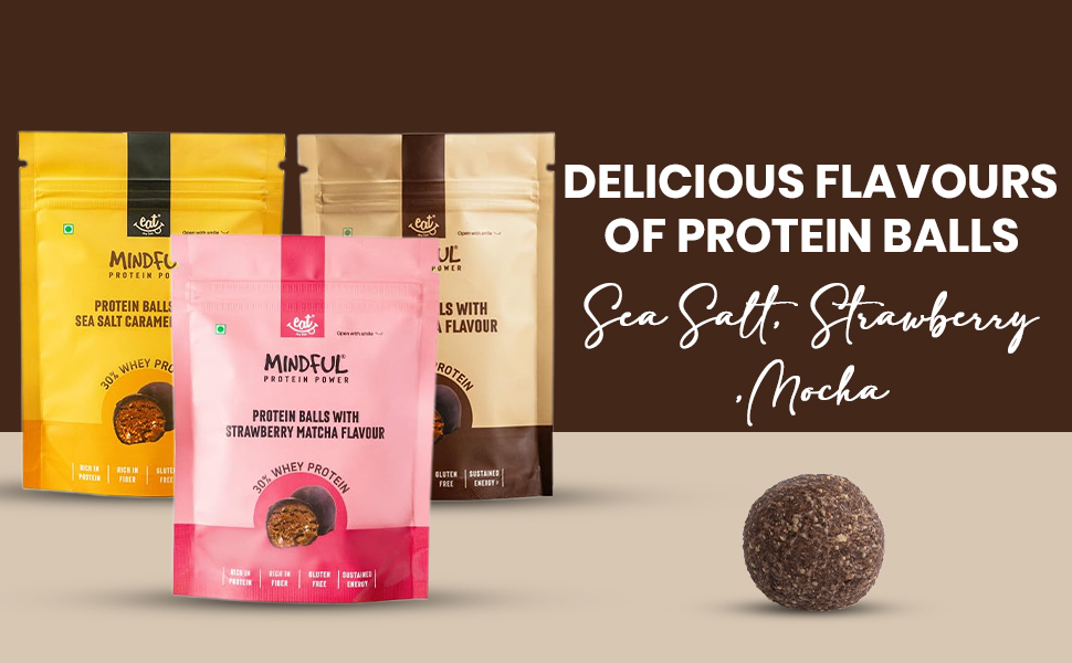 Eat Anytime Chocolate Protein Balls - Caramel, Strawberry & Coffee Flavour (21 balls, 3*70 g per pack) | 3g Protein per ball | No Added Sugar | Healthy Dessert | Low Calories & High Fibre| Healthy Chocolate 210g