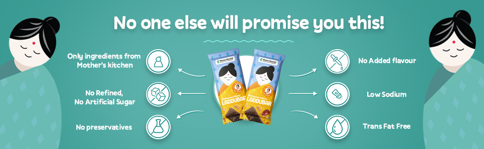 LADDUBAR – Millets Snack Bars with No Added Sugar and No Preservatives | as Seen on Shark Tank | Gluten Free | Fiber and Protein Rich Energy Bar | Ragi, Bajra, Superfoods, Dates, Dry Fruits, Cow Ghee (Pack of 6 x 35 gm Each)