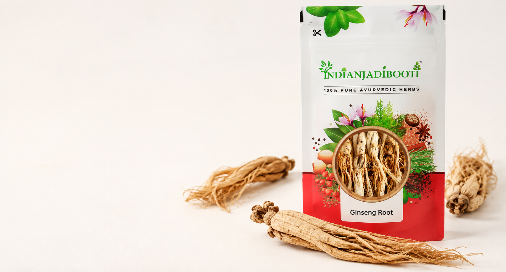 Indian Jadi Booti Panax Ginseng Root for Instant Energy and Mental Sharpness - 100% Pure Whole Dried Ginseng for Stamina & Immunity - 10g