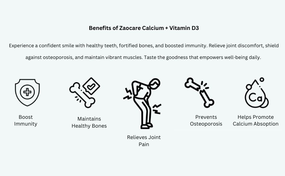 Calcium & Vitamin D3 Effervescent Tablets For Men & Women | Supports Bone Health, Muscle Strength & Teeth Health | 15 Tablets (1 Tablet Daily)