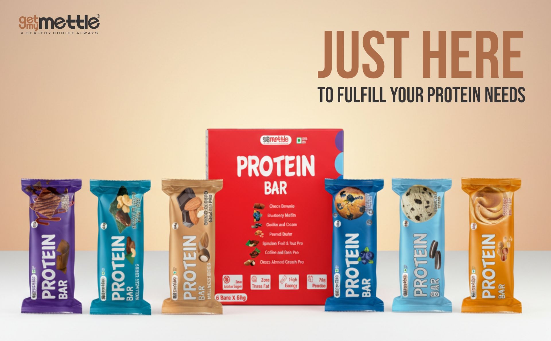 getmymettle Choco Brownie Protein Bars | Each 60g Bar | Protein Bars (360 g, Choco Brownie)