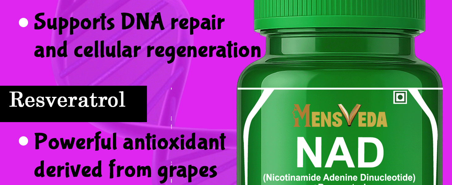NAD+ Supplement with Resveratrol 600mg | Nicotinamide Adenine Dinucleotide Capsules for Cellular Energy, Healthy Ageing & DNA Support | Anti Fatigue & Stress Support | 90 Veg Capsules Dietary Supplement for Men