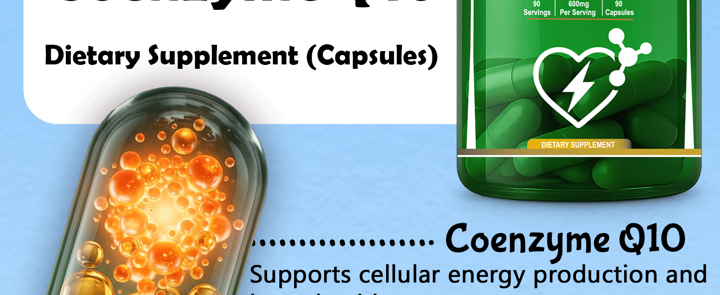 Coenzyme Q10 (CoQ10) 600mg Supplement | With Vitamin E, Resveratrol & Citrus Bergamot | Heart Health, Energy & Antioxidant Support Capsules | 90 Veg Capsules Dietary Supplement