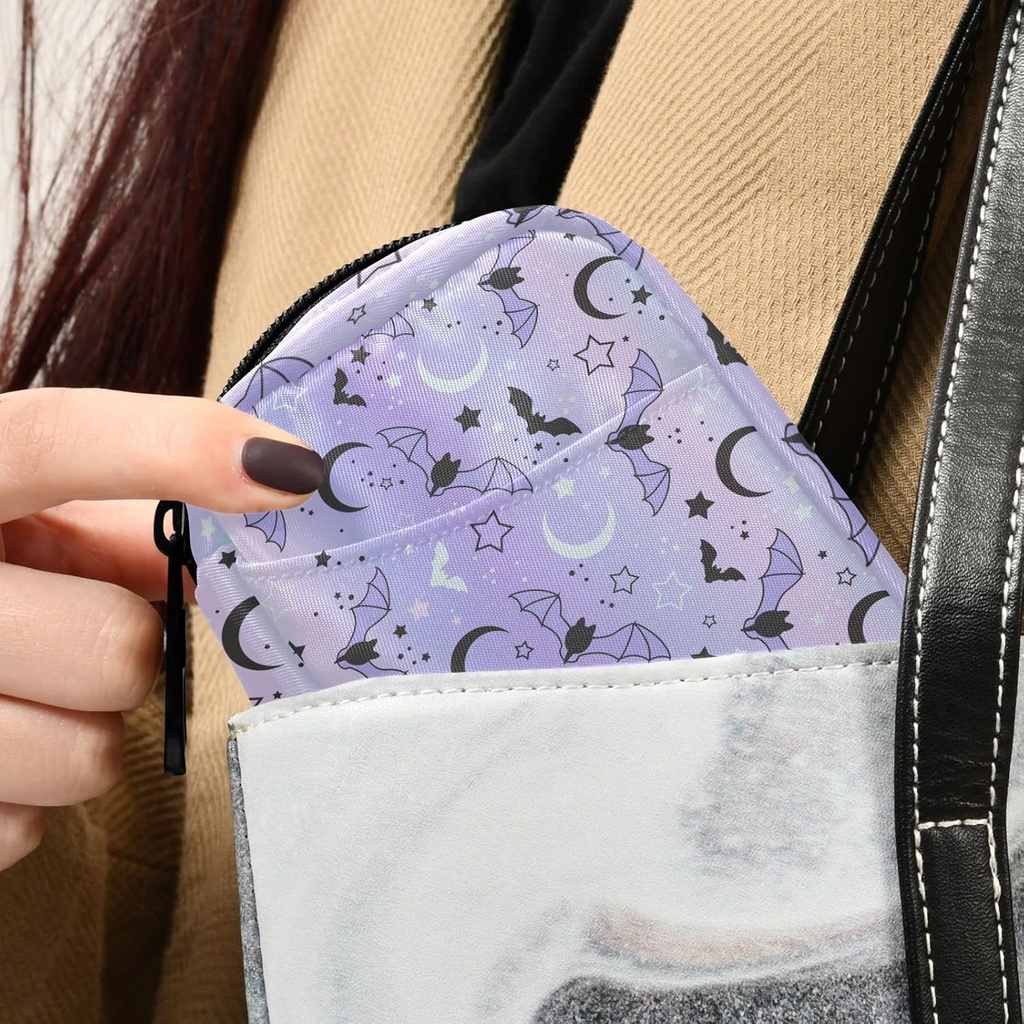 Pill Box Purple Bat Moon 7 Day Pill Case Travel Pill Organizer Bag with Zipper Portable Weekly Vitamin Medicine Supplement Holder Pouch Bag 6