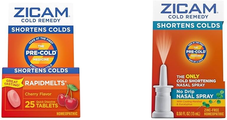 Zicam Cold Remedy, Cherry Rapidmelts (25 Count) und No-Drip Nasal Spray (0,5 Unze) Bundle