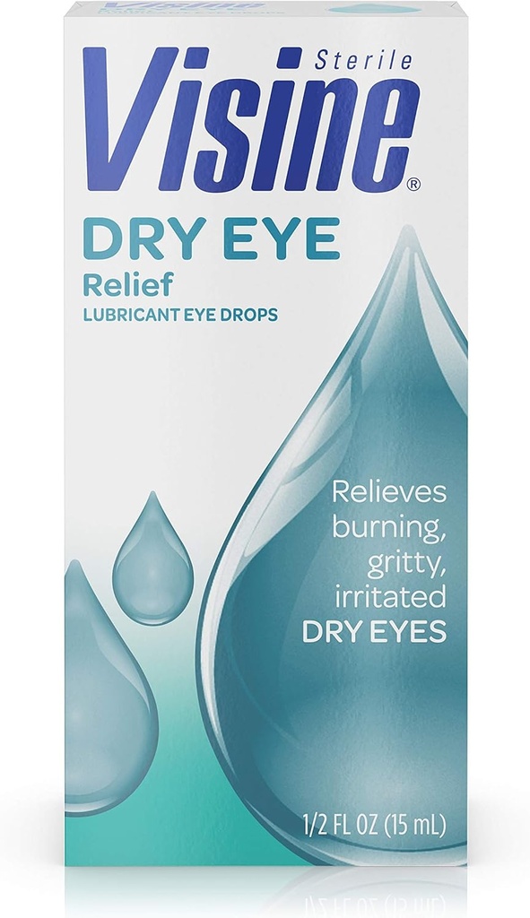 Visine Dry Eye Relief Lubricant Augentropfen mit Polyethylen Glycol 400 zu Moisturisieren und beruhigen Irritated, Gritty und Dry Eyes, entwickelt, um wie echte Tears zu arbeiten, 0.5 fl. oz