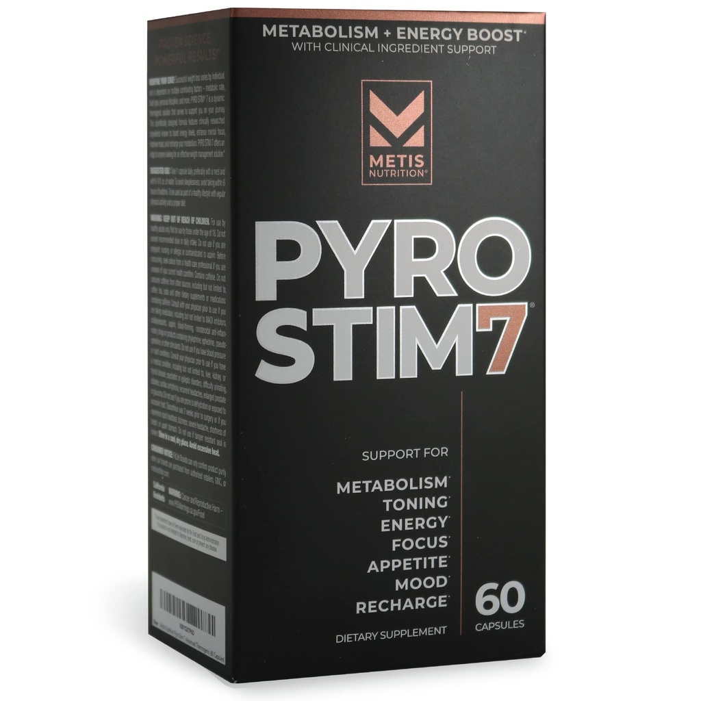 Pyro Stim 7 Stoffwechsel Booster Fat Loss Unterstützung Energie Boost - Einmal-A-Day Thermogenic mit Teacrine for Focus, Appetite Control, Muskeltoning und Mood Control (60 Kapseln)