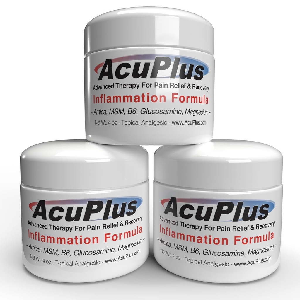 AcuPlus - Fortgeschrittene Schmerzlinderung topische entzündungshemmende Creme, um Muskel- und Gelenkschmerzen zu beruhigen - Arthritis, Bursitis, & Tendonitis - Fast-Acting-Formel mit natürlichen Inhaltsstoffen - je 4 Unzen, Packung mit 3
