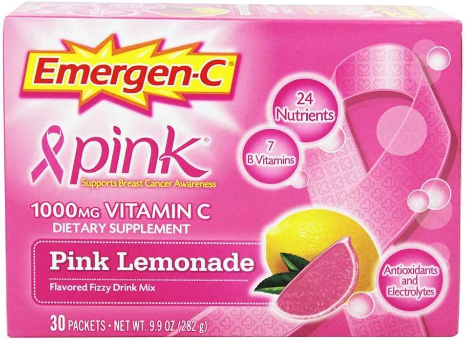 Emergen-C 1000mg Vitamin C Pulver für tägliche Immununterstützung Koffeinfreie Vitamin C Ergänzungen mit Zink und Mangan, B Vitamine und Elektrolyte, Super Orange Flavor - 30 Count