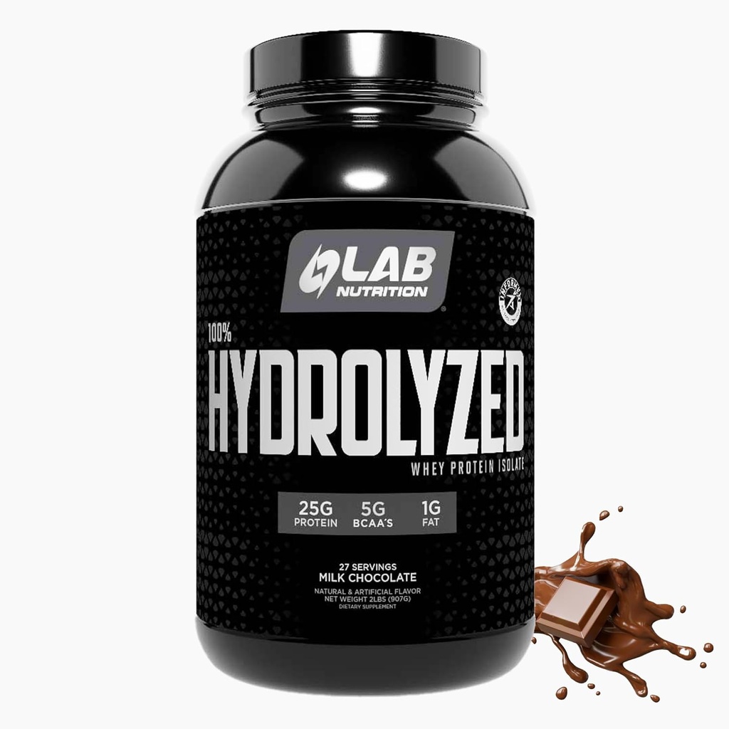 100% Hydrolyzed Whey Protein Isolate (2 Pounds, Chocolate Flavor) 25gr of Protein, Build Muscle, Lean Muscle Growth, Easy Digestion, Gluten Free, Lactose Free, Fast Absorbing.