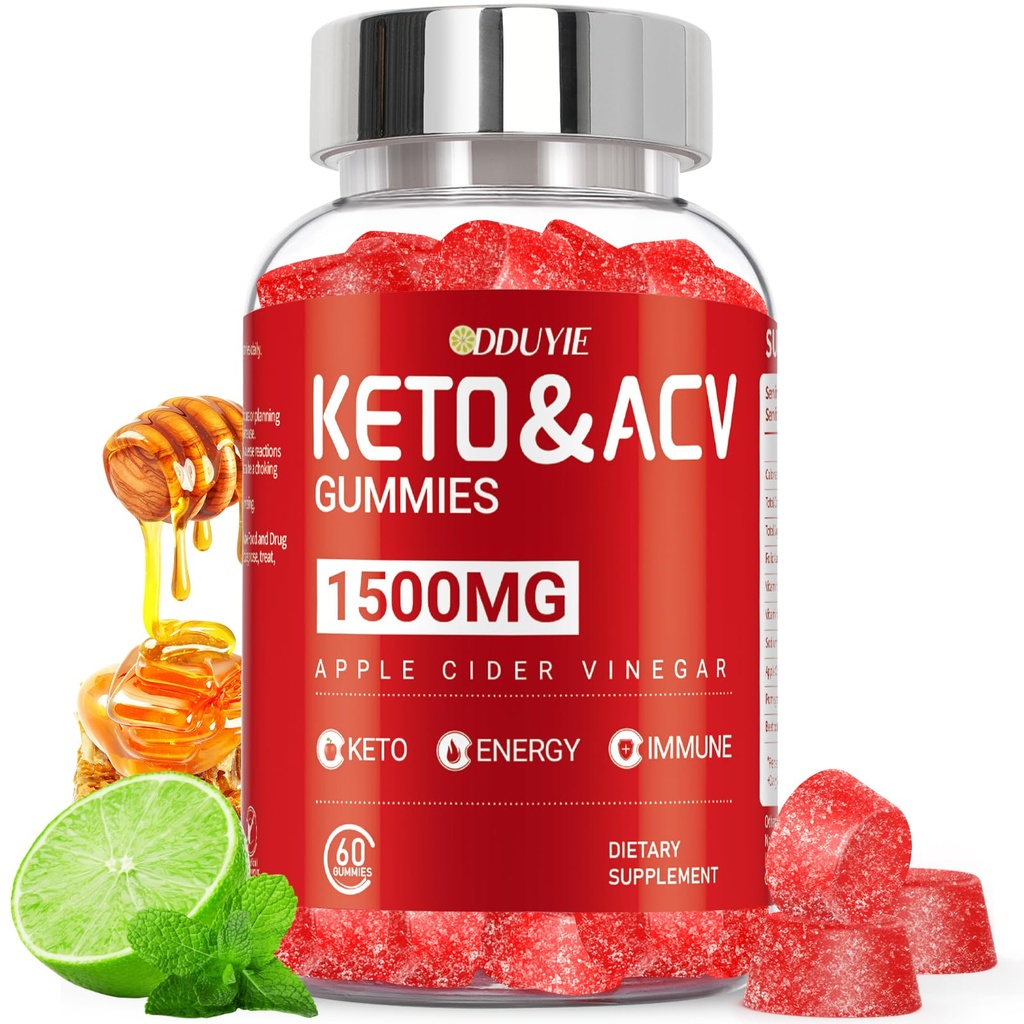 (1 Pack) Apfel Apfel Apfelessig Gummie | Keto ACV Gummie für Unterstützt Stoffwechsel & Fettverbrennung mit Vitamin B6 & B12 | ACV Ergänzung | Zitronen Honig Flavor | 60 Vegan für Frauen und Männer