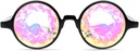 GloFX Schwarzes Kaleidoscope Gläser | Kunststoff Rahmen Diffraction Gläser mit Glas Crystal Lens | 3D Prism Rainbow Effect | Großes EDM, Konzert und Rave Zubehör