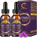 (2 Pack) Milchdistel Flüssigkeitstropfen für Leberreiniger Detox & Repair, Milchdistelergänzung mit Dandelion Root, Artichoke & Turmeric für Leberunterstützung und Immungesundheit, Vegan, Non-GMO, 4 FL OZ