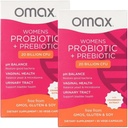 2 Pack Omax Prebiotics & Probiotics Complex für Frauen, pH Balance, Vaginale Gesundheit, Urinary Tract, Hefe, UTI/BV Prävention, Bloating pH 20 Billion CFU | Vegan, Organic, Gluten Free, 60 Vege-Capsules