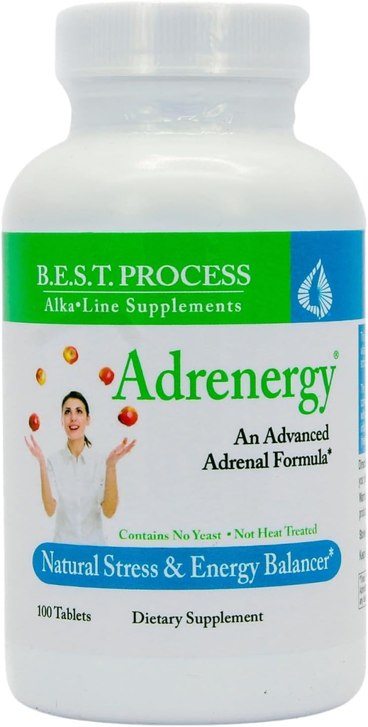 Adrenergy (2 Pack) Bester Prozess Alkali — Natürliche Nebennieren Unterstützung mit Adrenal Gland Extract, Adaptogene, Vitamine & Minerals