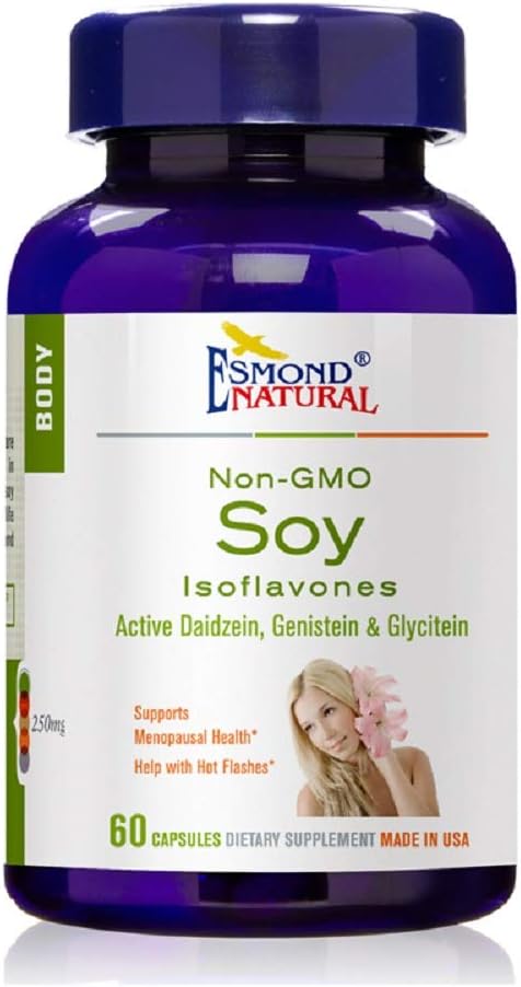 (8 Pack) Esmond Natural: Soy Isoflavones Non-GMO (Supports Menopausal Health & Hot Flashes), GMP, Natural Product Assn Certified, Made in USA - 250mg, 480 Kapseln
