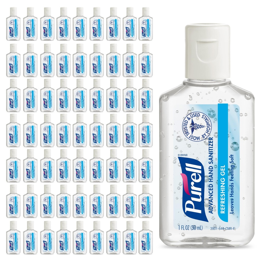 Purell Advanced Hand Sanitizer Refreshing Gel, Clean Scent, 1 fl oz Travel Size Flip-Cap Bottle (Pack von 72) - 3901-72-CMR