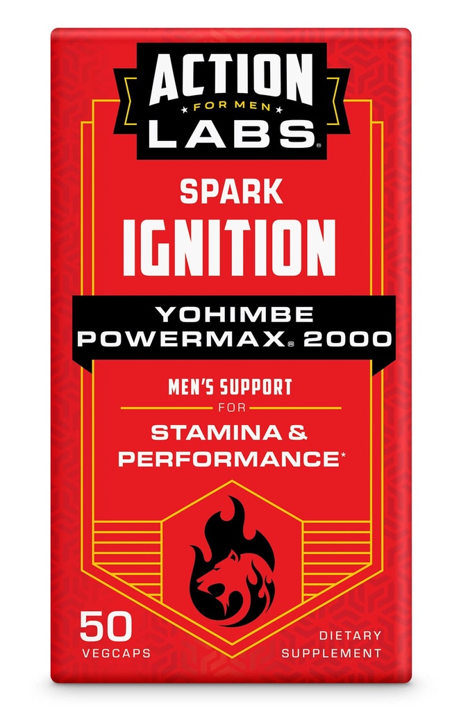 Action Labs Yohimbe PowerMax 2000, Männerunterstützung für Ausdauer und Leistung, Yohimbe, Magnesium, Kalzium, Phosphor, 50 Kapseln, 25 Portionen