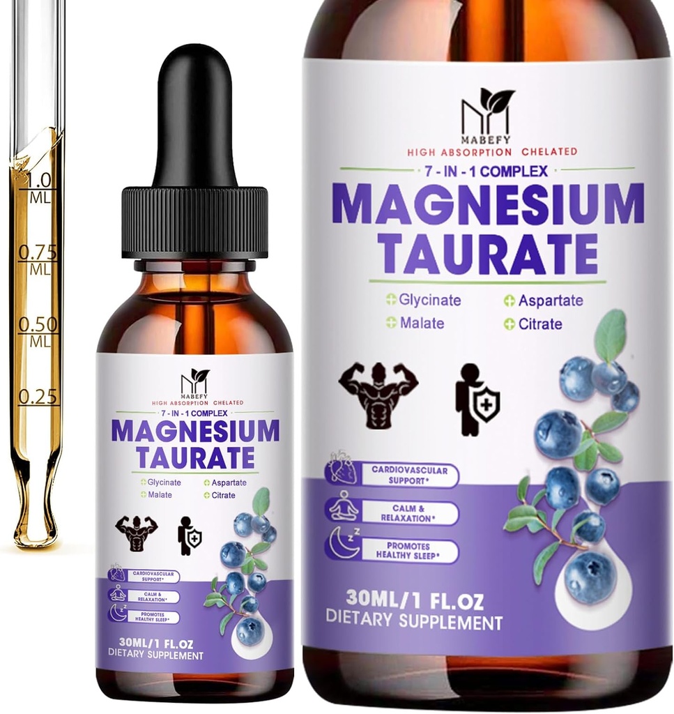 2 Pack | Flüssiges Magnesium Taurat, Glycinat, Malat, Aspartat, Citrate Calm Magnesium Complex Supplement für Herz-Kreislauf,Schlaf,Calm,Cramps Support