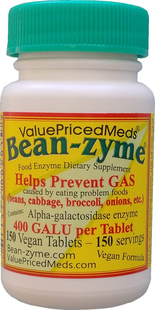Bean-Zyme Gas Relief für Erwachsene Extra Strength (150 ct) ist 400 GAUL pro Tablet Alpha Galactosidase, Vegan, Kosten Weniger, Verdauungsenzym Nahrungsergänzung natürliches Nahrungsenzym