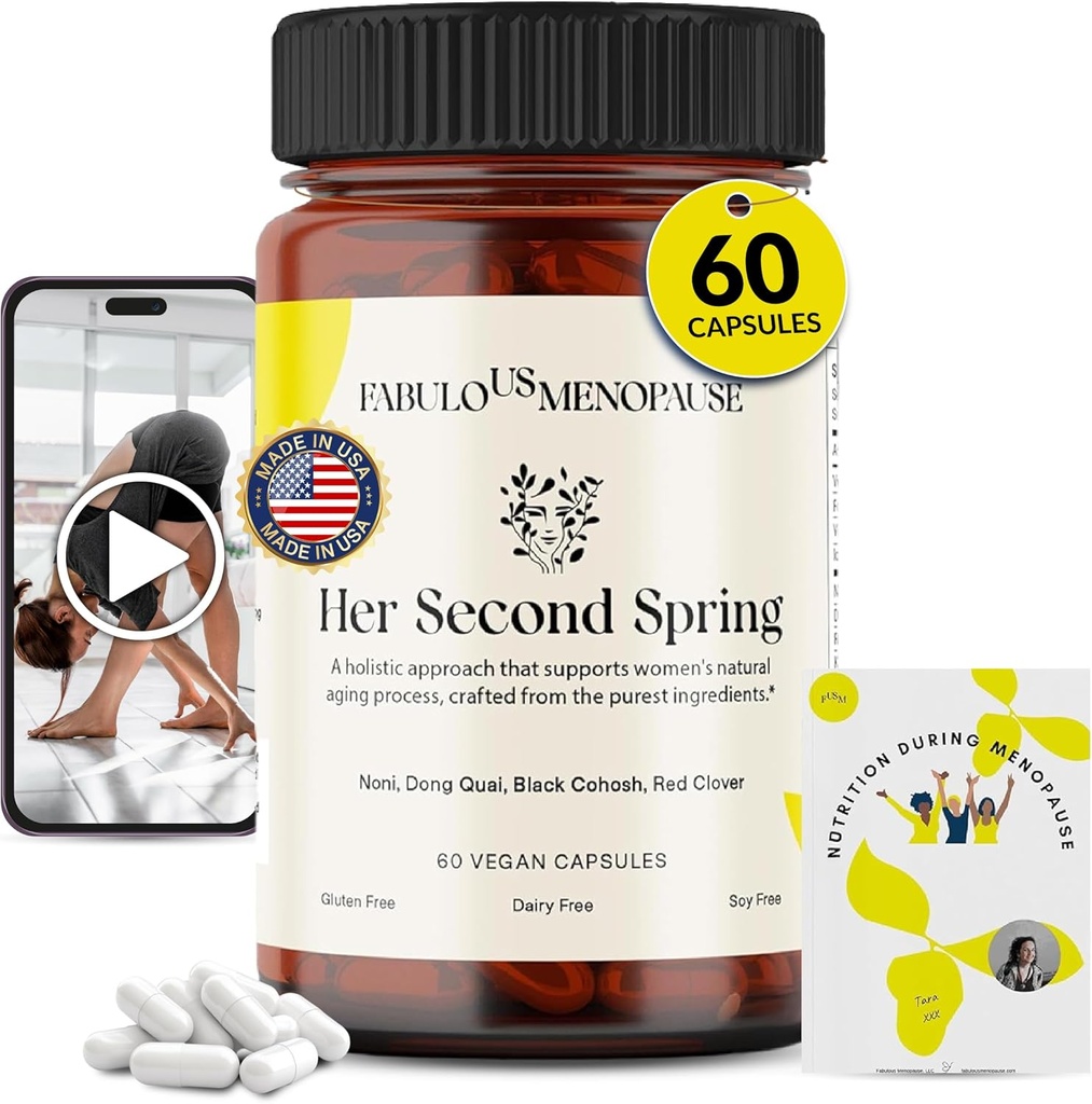 Fobulous Menopaus – Vegan Menopause Formel mit schwarzem Cohosh & B-Komplex – Pflanzenbasierte Kapseln mit Rezepten & Pilates Programm
