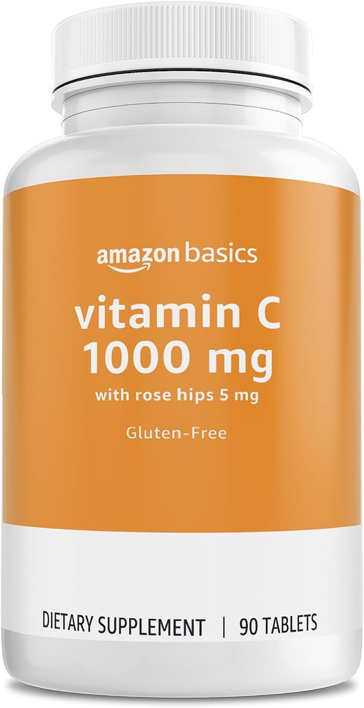 Basics - Vitamin C, 1000 mg mit Rose Hips 5mg, 90 Tabletten (1 pro Portion), Glutenfrei