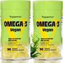 Vegan Omega-3 DHA Ergänzungen - Premium Fish Oil Alternative aus Algae Öl | 90 Carrageenan Free Softgels | Plant Based Algal DHA Essential Fatty Acids, Non-GMO (Algae, 90 Count (Pack von 2))