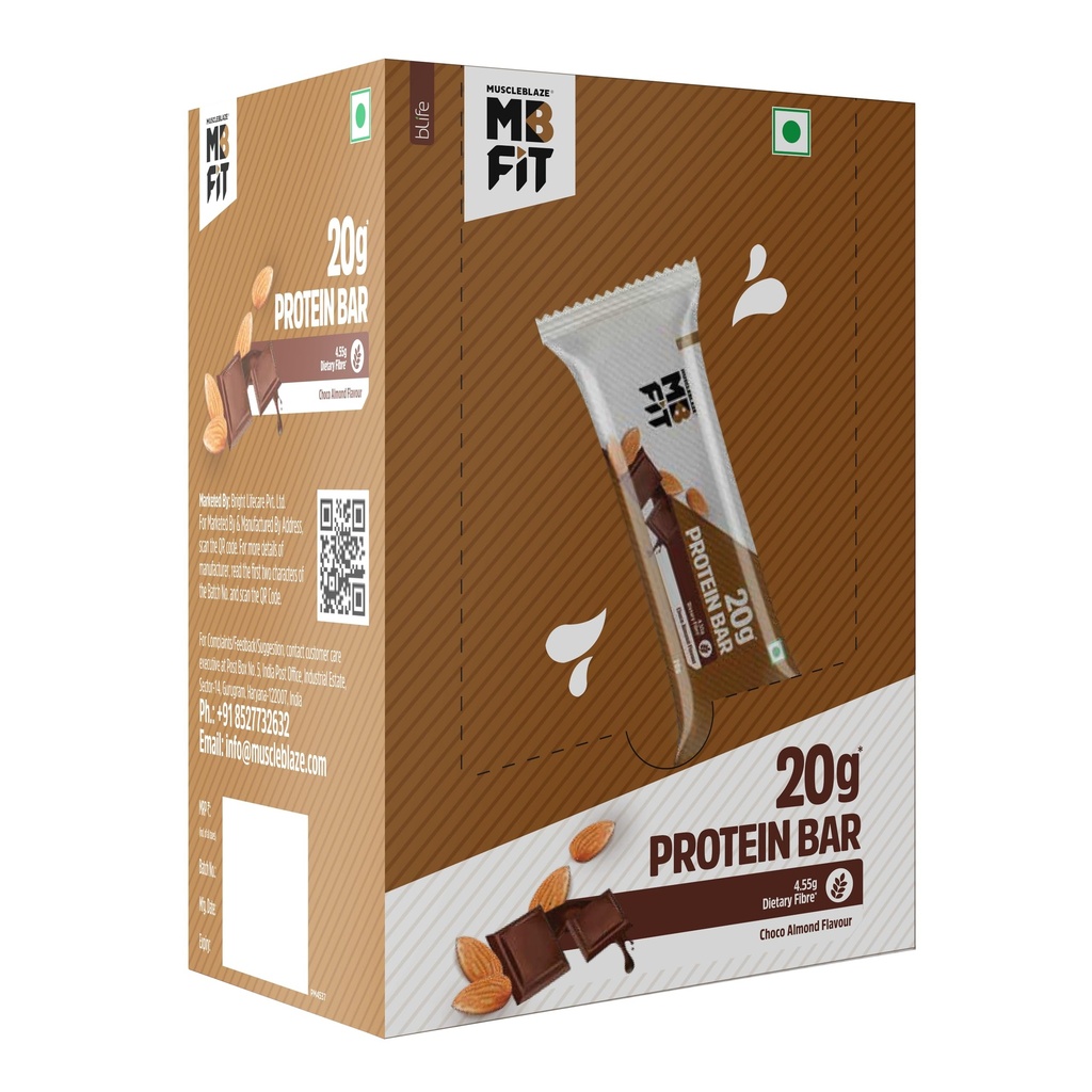 MuscleBlaze 20g Protein Bar, Choco Almond,Pack of 6