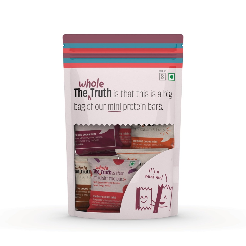 The Whole Truth - Protein Bar Minis | Super Saver Pack | All Flavours | Pack of 24 Minis | Healthy Snack | No Preservatives | No Gluten | All Natural Ingredients