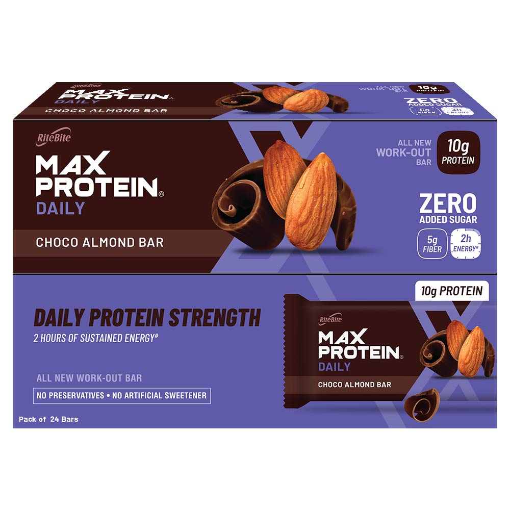 Ritebite Max Protein Daily Choco Almond Bars 1200g Pack of 24 (50g x 24)