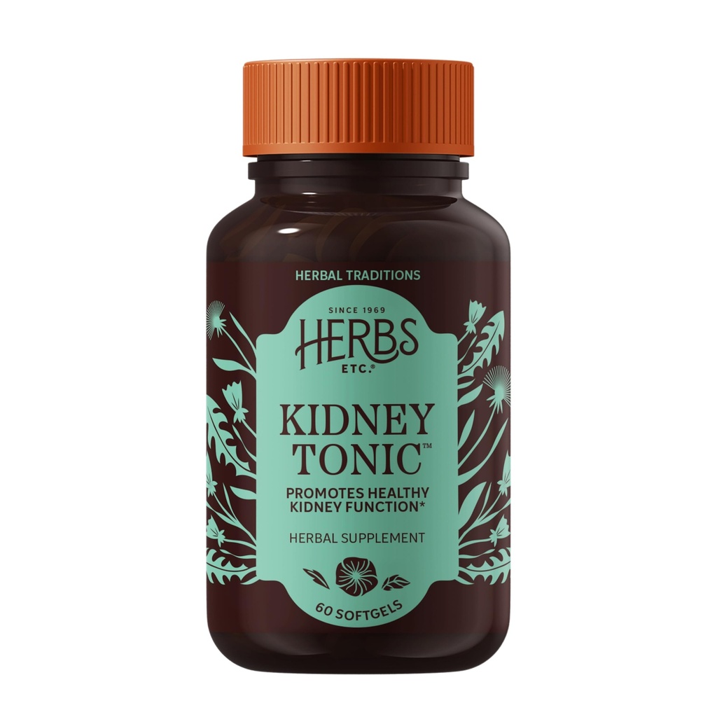 Kräuter, Etc. Kidney Tonic Softgels - Funktionsergänzung - Natürlich mit Dandelion, Saw Palmetto & Parsley - 60 Softgels (60 Servietten)