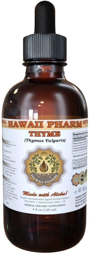 Thyme Liquid Extract, Organic Thyme (Thymus Vulgaris) Tinktur, Kräuterergänzung, Hawaii Pharm, Made in USA, 4 fl.oz
