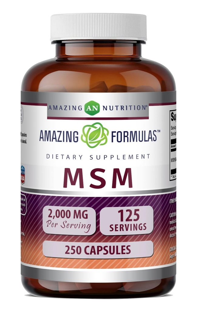 Erstaunliche Formeln MSM (Methylsulfonylmethan) Supplement | 2000 Mg Per Serving | Kapseln | Non-GMO | Gluten Free | Made in USA (1 Pack, 250 Count)