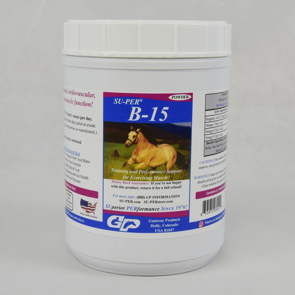 SU-PER B-15 Vitamin Ergänzung für Pferde - Equine Vitamin B-15 Pulver für Leistungsunterstützung - 2,5 Pfund, (2 Packung)