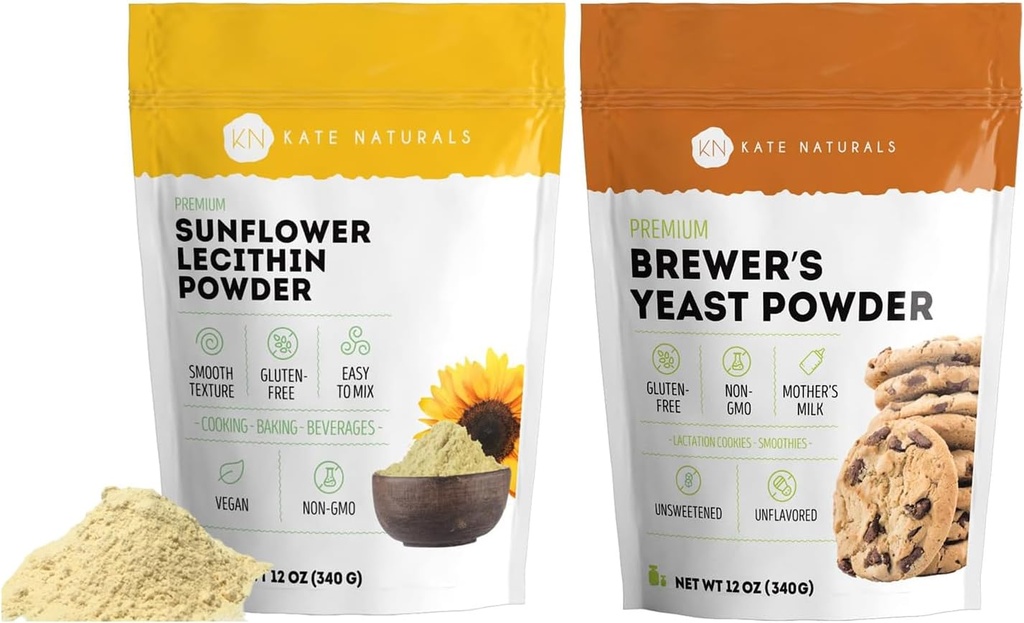 Kate Naturals Sunflower Lecithin Powder (4oz) & Brewers Hefe (12oz) Bundle