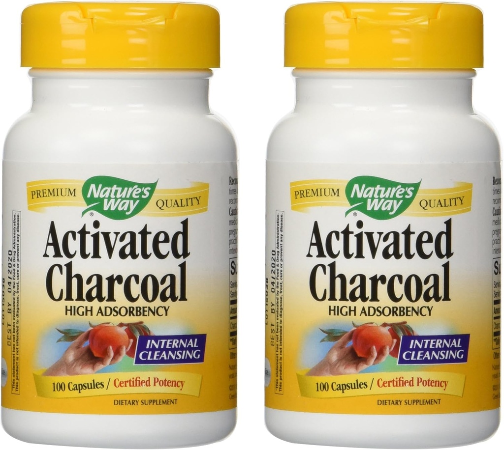 Nature'S Way aktiviert Charcoal High Adsorbency - 100 Kapseln 2 Packung